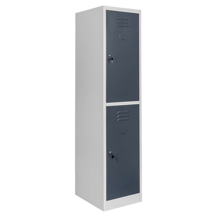 Szafka ubraniowa skrytkowa BHP Mega-M J-40/2 2 drzwiowa szara/ grafitowy front S-40 cm G-50 cm H-180 cm skręcana N