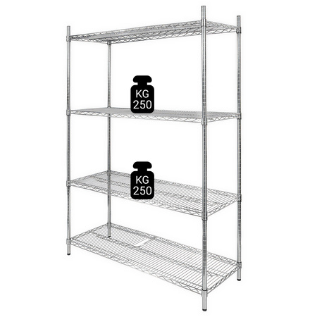 Regał gastronomiczny druciany chromowany Mega-M 4-półkowy 120x60x180 cm