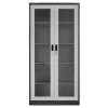 Szafa biurowa metalowa Mega-M WENUS W-07 na dokumenty przeszklone drzwi grafitowa / szary front S- 90 cm G- 40 cm H-185 cm skręcana N