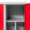 Szafka ubraniowa BHP Mega-M J-80 2 drzwiowa z przegrodami szara/ czerwony front S-80 cm G-50 cm H-180 cm skręcana (wysyłka paletowa) N