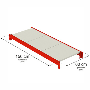 Półka do regału magazynowego Mega-M FORTIS 150x60 cm