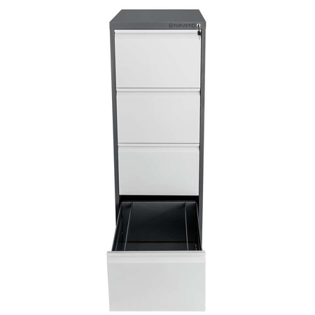 Szafka metalowa na dokumenty FURVERO W4S G/S kartotekowa 4 szuflady S-45 cm grafitowa szary front
