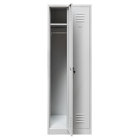 Szafka ubraniowa BHP Mega-M J-60 2 drzwiowa szara S-60 cm G-50 cm H-180 cm skręcana N