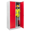 Szafka ubraniowa BHP Mega-M J-80 2 drzwiowa z przegrodami szara/ czerwony front S-80 cm G-50 cm H-180 cm skręcana N