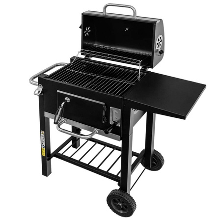 Grill ogrodowy węglowy z pokrywą Mega-M 1x stolik boczny 42x30 cm