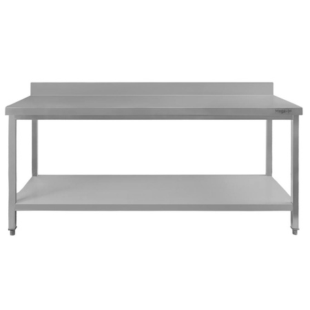 Stół ze stali nierdzewnej przyścienny z półką Mega-M S-180 cm G-60 cm H-85 cm N