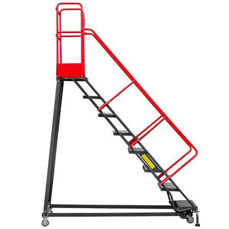 Drabina magazynowa przejezdna pomost magazynowy Mega-M H 204 cm 8 stopni hamulec schodkowy