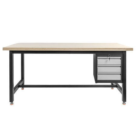 Stół warsztatowy z szafką narzędziową z 3 szufladami Mega-M S-180 cm grafitowy szary front