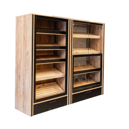 Regał na pieczywo otwarty Mega-M H- 204 cm L- 110 cm G- 62 cm dąb kraft / czarny N