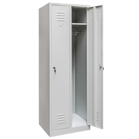Szafka ubraniowa BHP Mega-M J-60 2 drzwiowa szara S-60 cm G-50 cm H-180 cm skręcana N