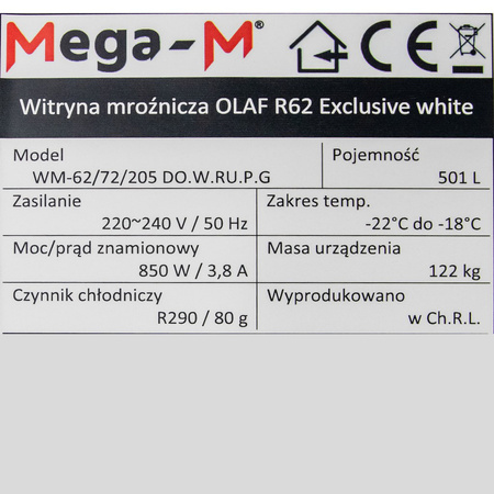 Witryna mroźnicza Mega-M OLAF R62 Exclusive white