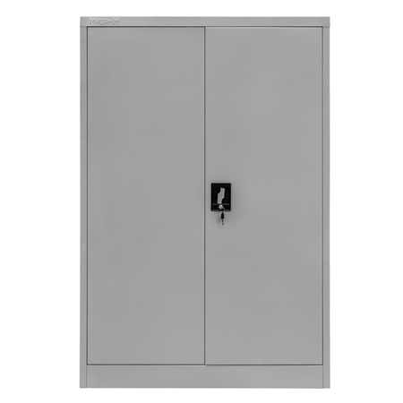 Szafa biurowa metalowa na dokumenty Mega-M pełne drzwi S-90 cm G-40 cm H-140 cm szara