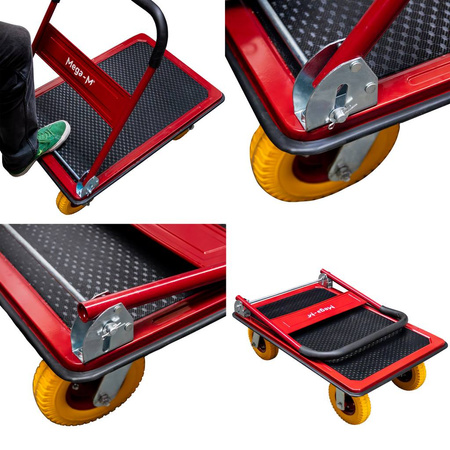 Wózek platformowy magazynowy Mega-M udźwig 450 kg koła poliuretanowe