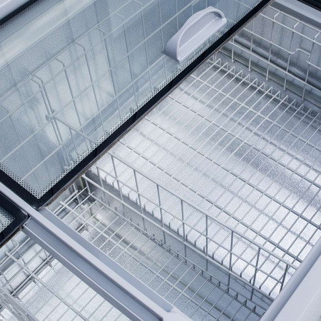 Zamrażarka skrzyniowa przeszklony panoramiczny front 437 L Mega-M OZI i185 NoFrost