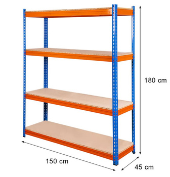 Regał magazynowy 4-półkowy Mega-M 180x150x45 cm 500 kg na półkę