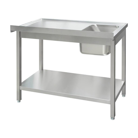 Zlew gastronomiczny spawany z komorą po lewej stronie i półką Mega-M 120x60x85 cm stal nierdzewna