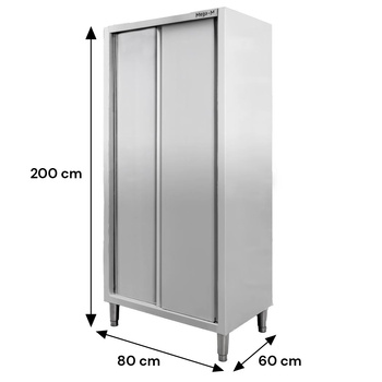 Szafa ze stali nierdzewnej magazynowa 2-drzwiowa Mega-M S-80 cm G-60 cm H-200 cm N