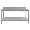Stół ze stali nierdzewnej przyścienny z półką  Mega-M S-150 cm G-60 cm H-85 cm N