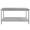 Stół ze stali nierdzewnej centralny z półką Mega-M S-140 cm G-70 cm H-85 cm N