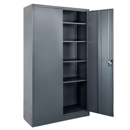 Szafa biurowa metalowa na dokumenty Mega-M pełne drzwi S-100 cm G-40 cm H-185 cm grafitowa