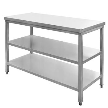 Stół gastronomiczny ze stali nierdzewnej centralny z 2 półkami Mega-M 120x60x85 cm
