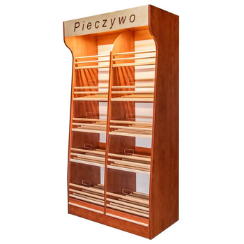 Regał na pieczywo Mega-M T H-200cm L-100cm G-50cm plexi oświetlenie LED grusza polna N
