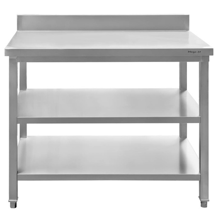 Stół gastronomiczny ze stali nierdzewnej przyścienny z 2 półkami Mega-M 100x70x85 cm