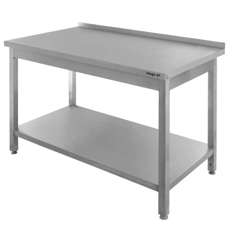 Stół gastronomiczny ze stali nierdzewnej spawany przyścienny z półką Mega-M 120x70x85 cm