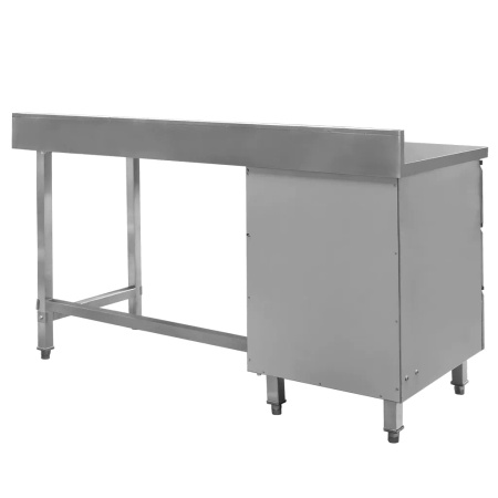 Stół gastronomiczny ze stali nierdzewnej przyścienny z blokiem szuflad po lewej stronie Mega-M 180x70x85 cm