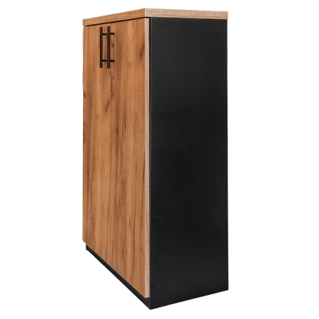 Szafka biurowa na segregatory Mega-M H- 120 cm L- 70 cm G- 35 cm czarny / front dąb kraft K003 N