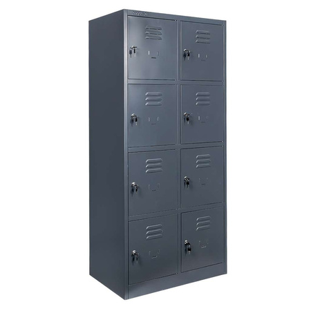 Szafka skrytkowa BHP Mega-M J-80/8 8 drzwiowa grafitowa S-80 cm G-50 cm H-180 cm skręcana N