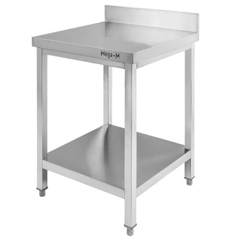 Stół ze stali nierdzewnej przyścienny z półką Mega-M S-60 cm G-60 cm H-85 cm N