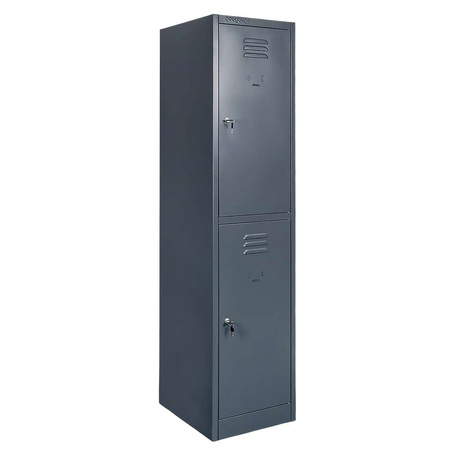 Szafka ubraniowa skrytkowa BHP Mega-M J-40/2 2 drzwiowa grafitowa S-40 cm G-50 cm H-180 cm skręcana N