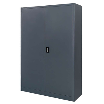 Szafa biurowa metalowa na dokumenty Mega-M pełne drzwi S-120 cm G-40 cm H-185 cm grafitowa