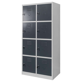 Szafka skrytkowa BHP Mega-M 8 skrytek 80x50x180 cm szara grafitowy front
