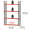 Regał metalowy magazynowy 4-półkowy Mega-M FORTIS H-240 cm L-217 cm G-40 cm moduł bazowy