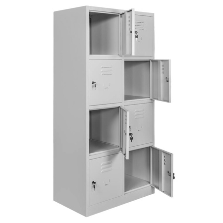 Szafka skrytkowa BHP Mega-M J-80/8 8 drzwiowa szara S-80 cm G-50 cm H-180 cm skręcana N