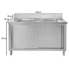 Zlew ze stali nierdzewnej 2-komorowy przyścienny z szafką Mega-M S-120 cm G-60 cm H-85 cm N
