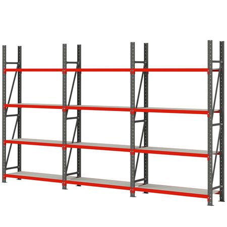 Regał magazynowy 12-półkowy Mega-M FORTIS H-240 cm L-484 cm G-40 cm