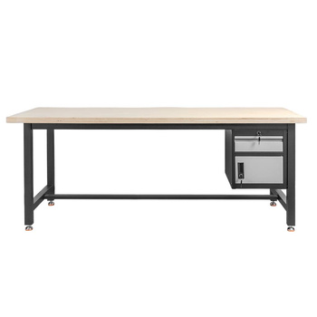 Stół warsztatowy z szafką narzędziową z uchylnymi drzwiami i szufladą Mega-M S-200 cm grafitowy szary front