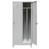 Szafka ubraniowa BHP Mega-M J-80 na podstawie z nóżkami  2 drzwiowa z przegrodami szara S-80 cm G-50 cm H-190 cm skręcana N