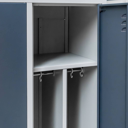 Szafka BHP ubraniowa Mega-M pracownicza 2-drzwiowa z przegrodami S-80 cm szara/grafitowy front