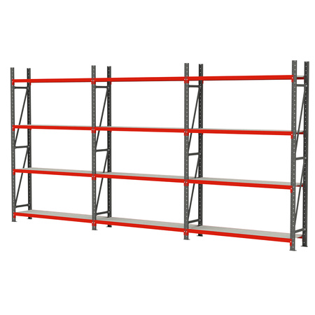 Regał magazynowy 12-półkowy Mega-M FORTIS H-240 cm L-634 cm G-60 cm