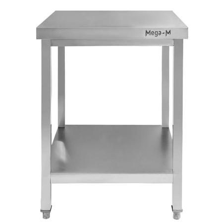 Stół ze stali nierdzewnej centralny z półką Mega-M S-60 cm G-60 cm H-85 cm N