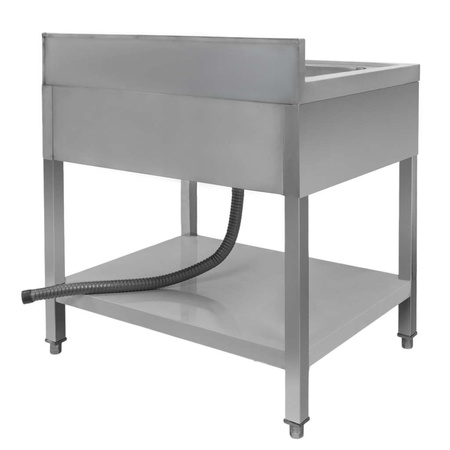 Zlew ze stali nierdzewnej jednokomorowy przyścienny z półką Mega-M S-80 cm G-70 cm H-85 cm N