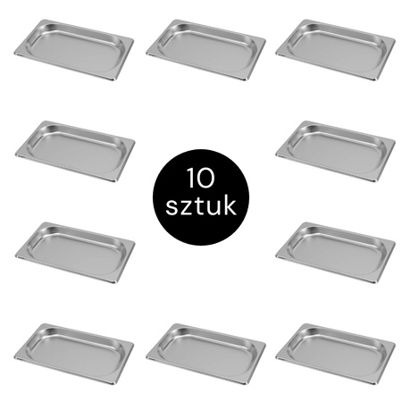 Pojemnik GN 1/4 ze stali nierdzewnej Mega-M 26,5×16,2×2 cm zestaw 10 szt.