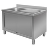 Zlew gastronomiczny spawany z komora po lewej stronie i szafką Mega-M 120x60x85 cm stal nierdzewna