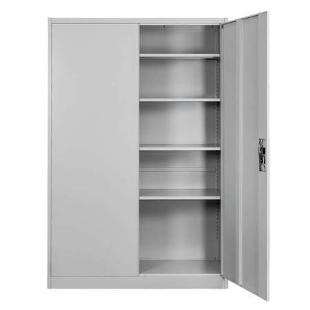 Szafa biurowa metalowa na dokumenty Mega-M pełne drzwi S-120 cm G-40 cm H-185 cm szara