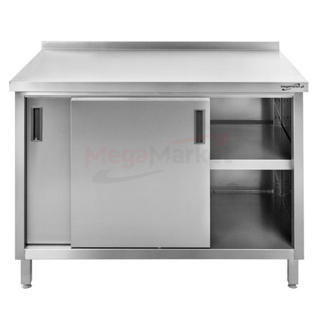 Stół ze stali nierdzewnej przyścienny z szafką spawany Mega-M S-120 cm G-60 cm H-85 cm N