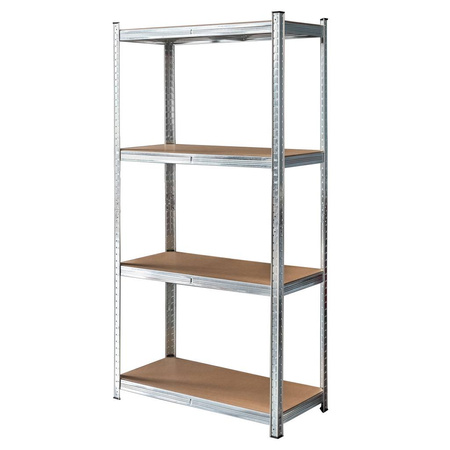 Regał magazynowy Mega-M Basic H-180 cm L-90 cm G-40 cm 4 półki z MDF 4 mm (175kg) ocynk N
